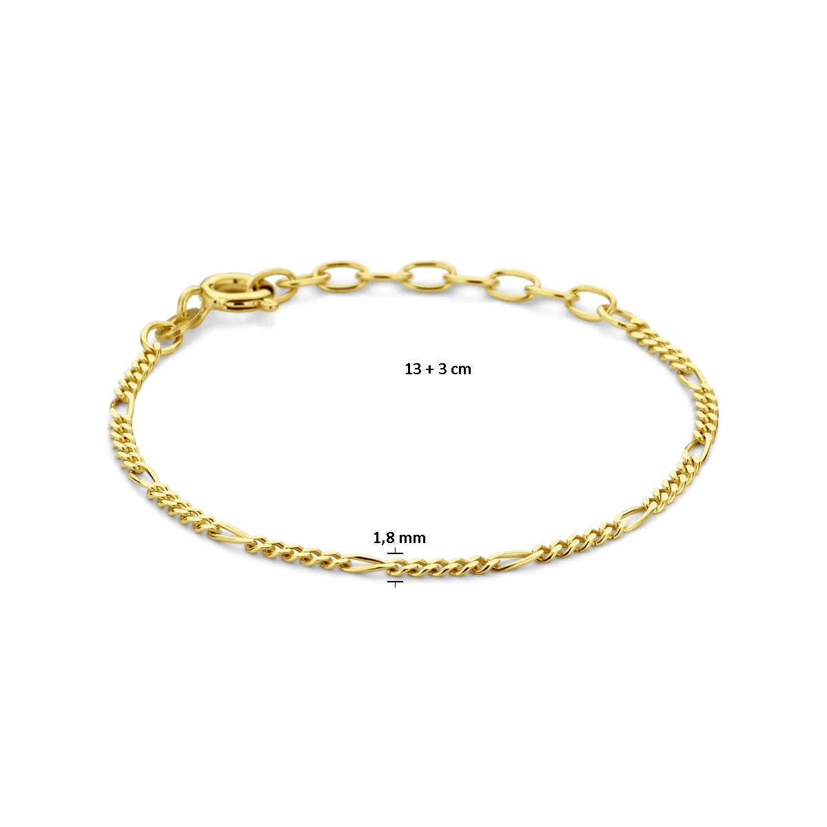 armband figaro 1,8 mm 14K geelgoud