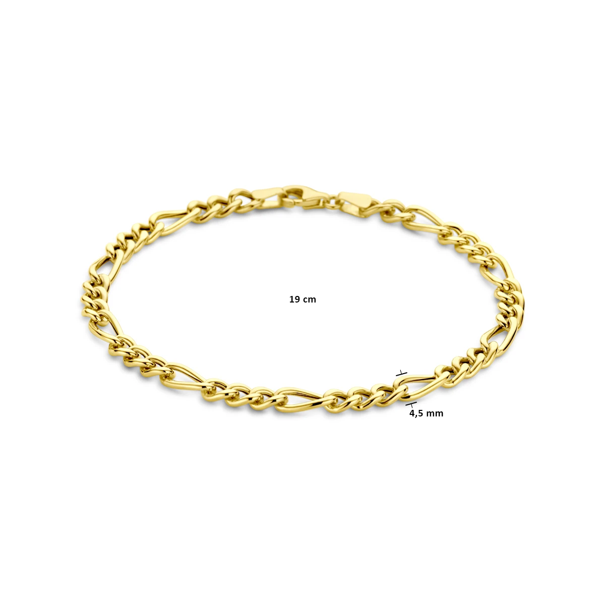 armband figaro 4,5 mm 19 cm 14K geelgoud