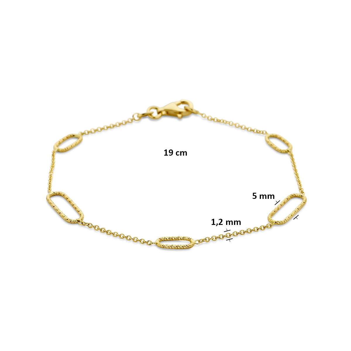 armband gediamanteerd 19 cm 14K geelgoud