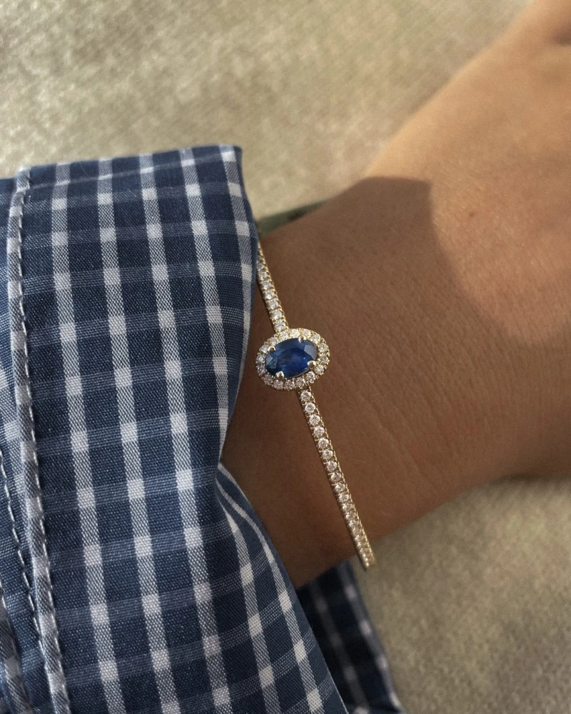 Armband geelgoud briljant/saffier
