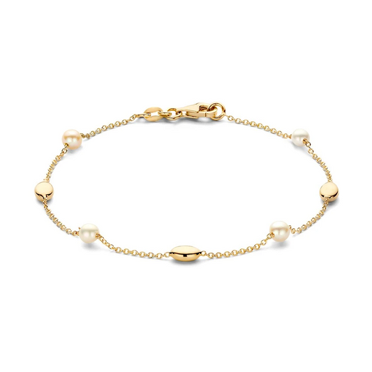 Armband geelgoud parel