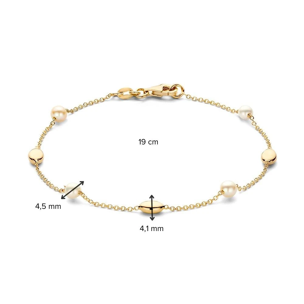 Armband geelgoud parel