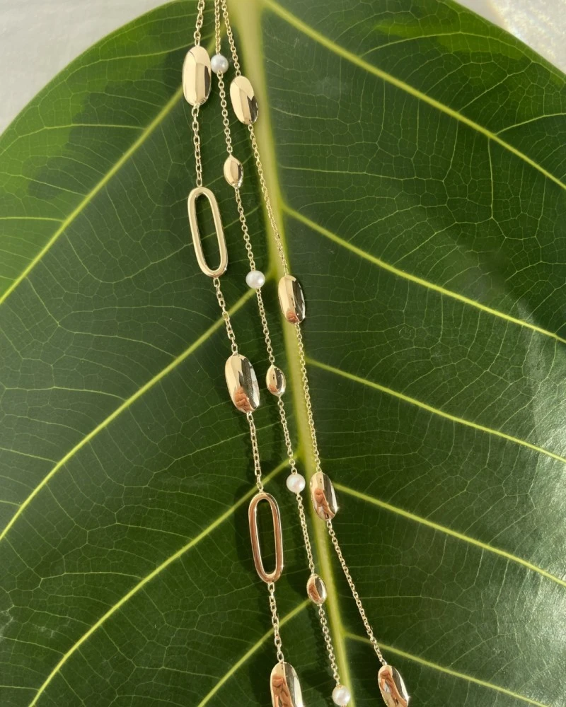 Armband geelgoud parel