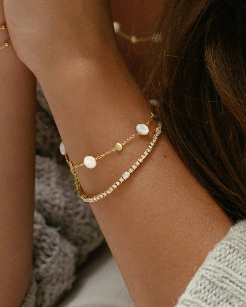 Armband geelgoud parelmoer
