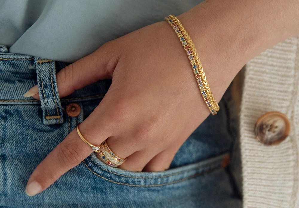 Armband geelgoud saffier
