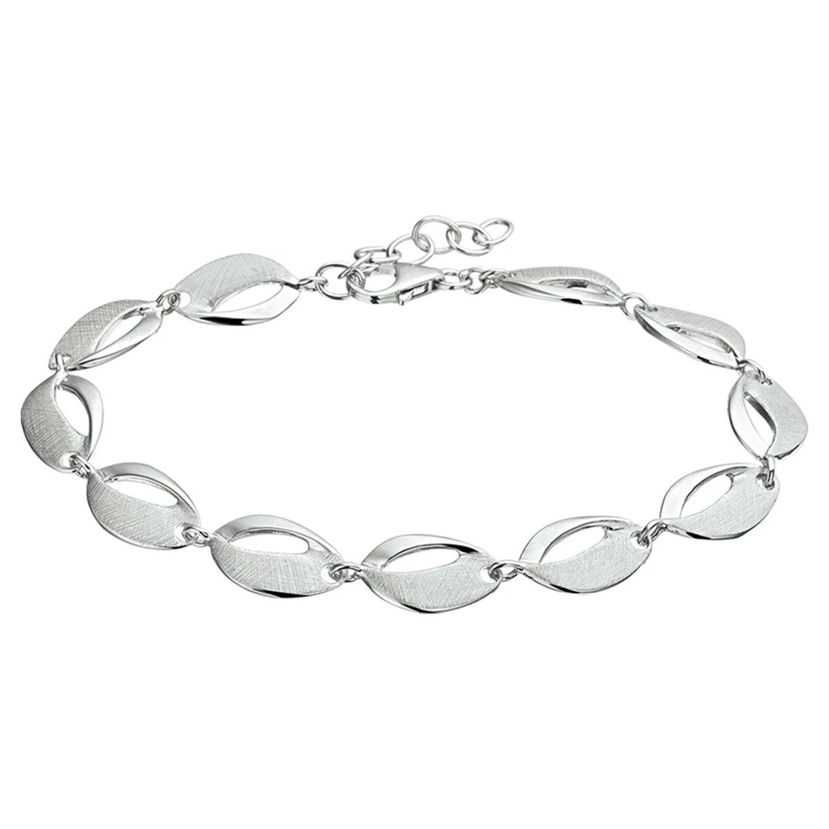 armband gescratcht poli/mat 8,3 mm 18 + 2,5 cm zilver gerhodineerd