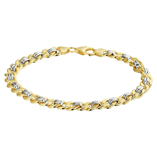 armband geslepen gourmette massief 6,2 mm 14k bicolor geelgoud met zilverkern