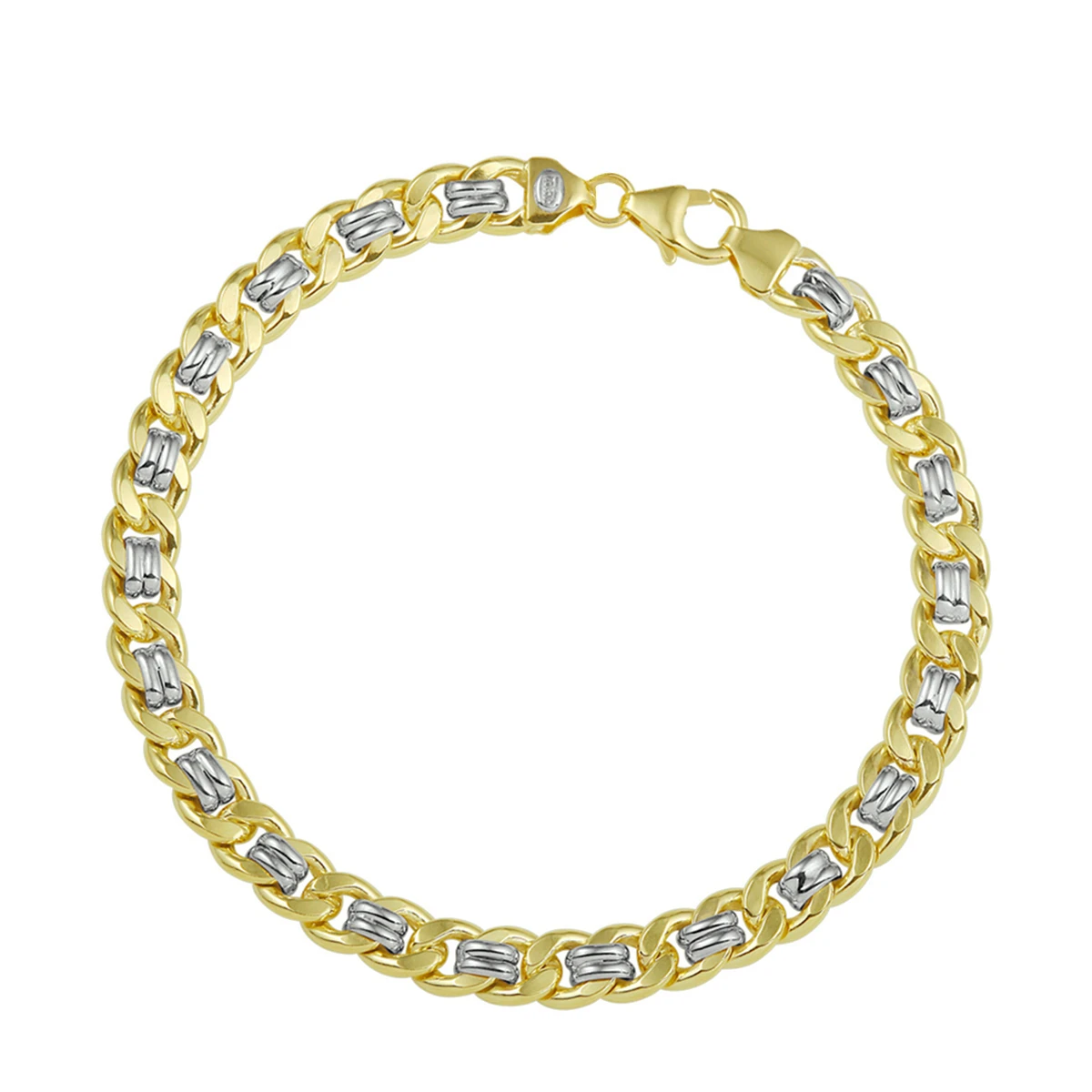armband geslepen gourmette massief 6,2 mm silgold (bicolor goud met zilverkern)