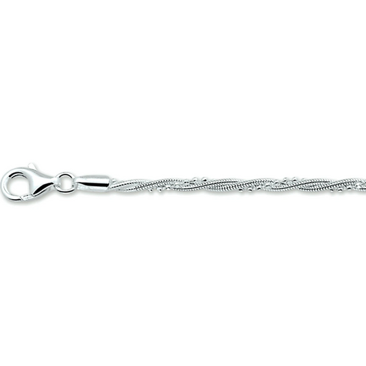 armband gevlochten 2,7 mm 19 cm zilver gerhodineerd