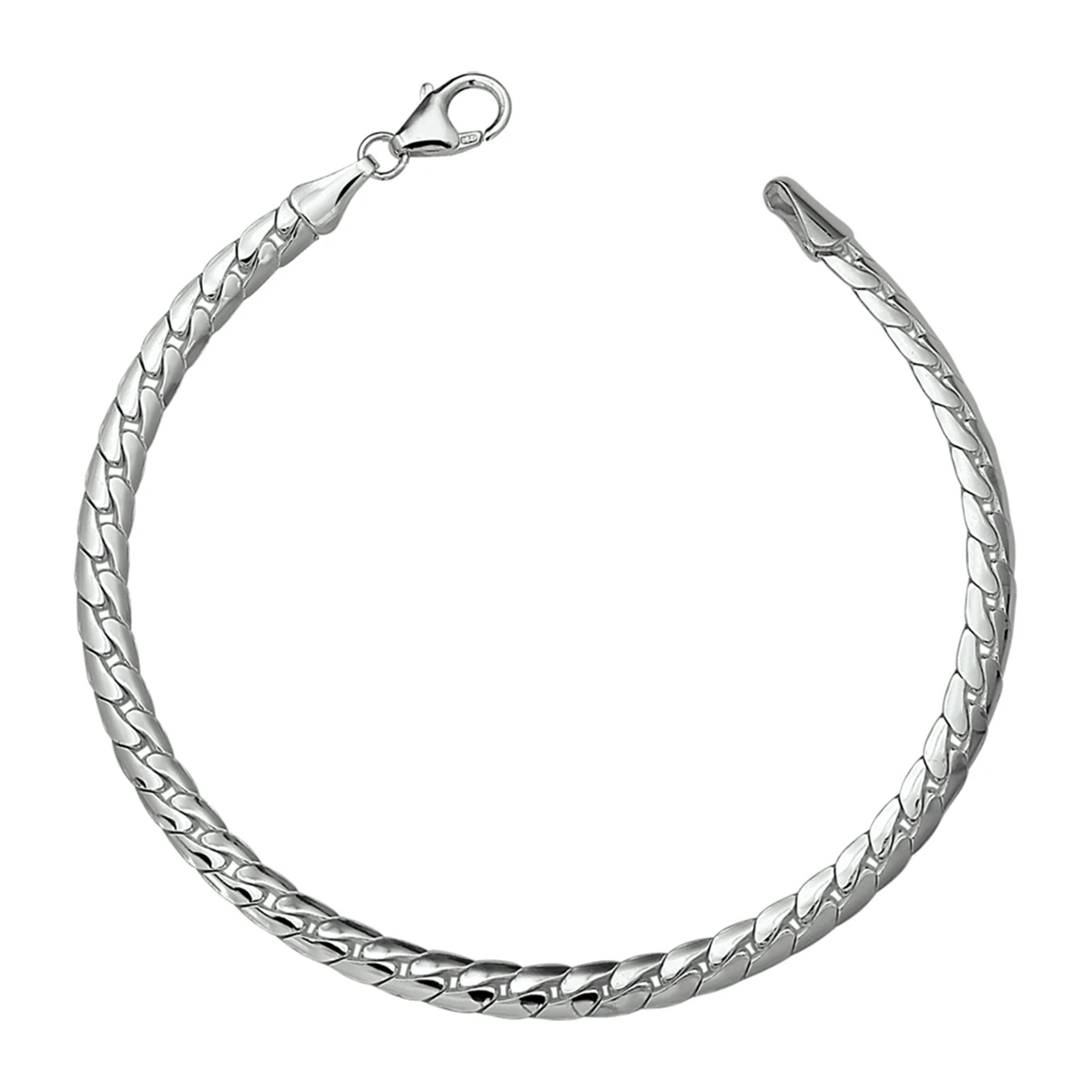 armband gourmet plat (bol) 4,5 mm zilver wit