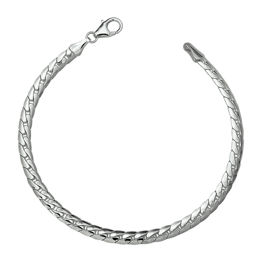 armband gourmet plat (bol) 4,5 mm zilver wit