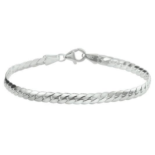 armband gourmet plat (bol) 4,5 mm zilver wit