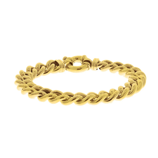 armband gourmette 10,5 mm 20 cm met groot veerslot 14K geelgoud