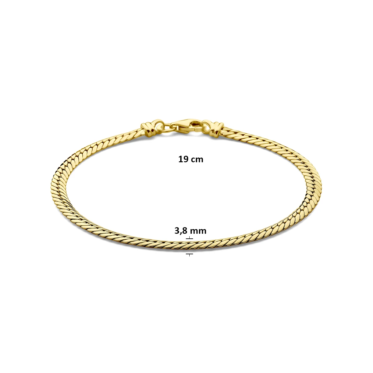 armband gourmette 3,8 mm 19 cm 14K geelgoud