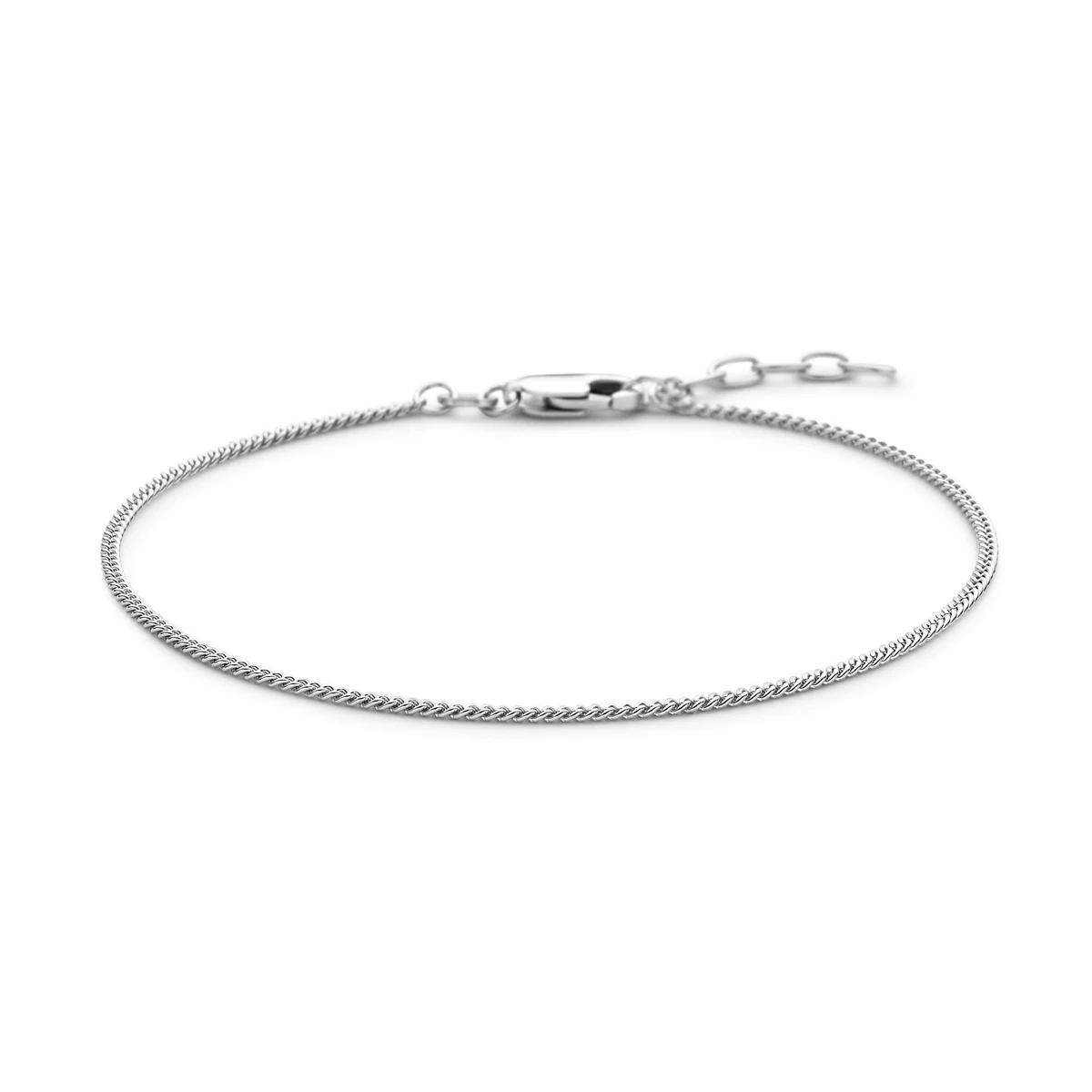armband gourmette 4 zijdes geslepen 1,4 mm 19 + 2 cm zilver gerhodineerd
