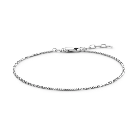 armband gourmette 4 zijdes geslepen 1,4 mm 19 + 2 cm zilver gerhodineerd