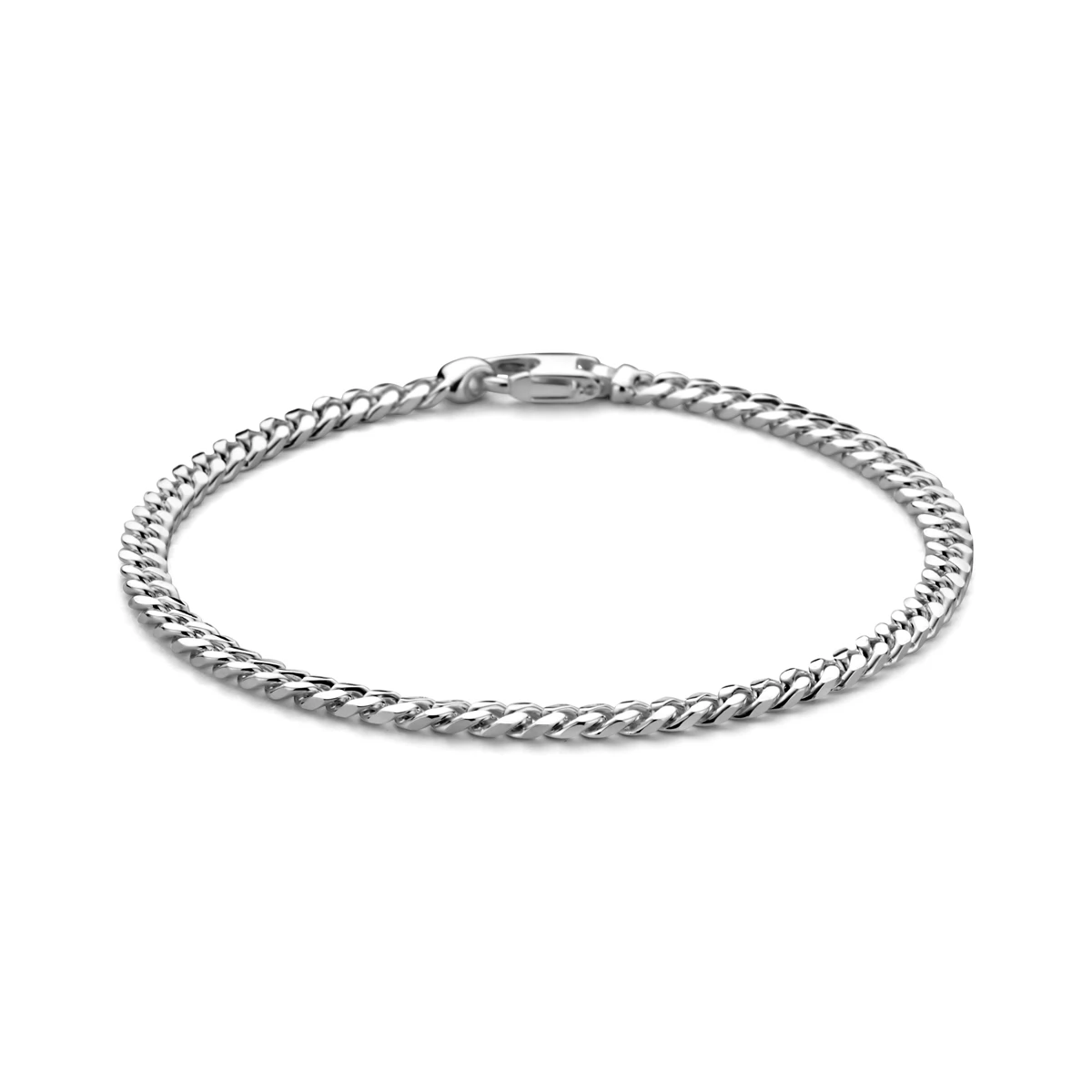 armband gourmette 4 zijdes geslepen 4,0 mm 21 cm zilver wit