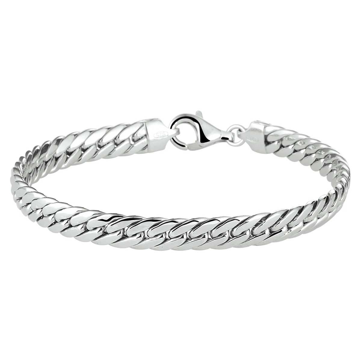armband gourmette 4 zijdes geslepen 6,0 mm 19 cm zilver gerhodineerd