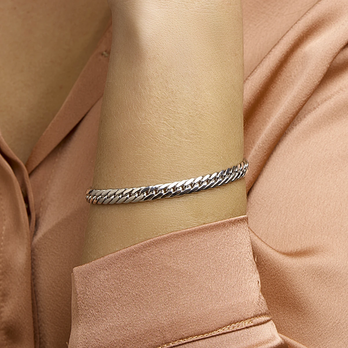 armband gourmette 4 zijdes geslepen 6,0 mm 19 cm zilver gerhodineerd