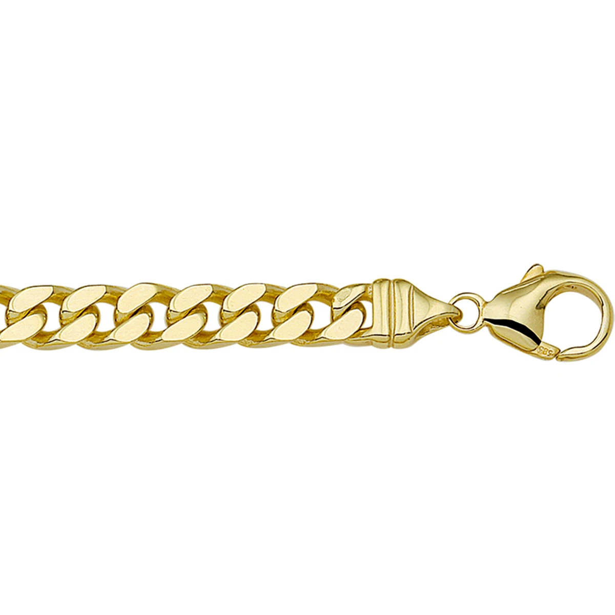 gourmette 4 zijdes geslepen 6,0 mm massief 14K geelgoud