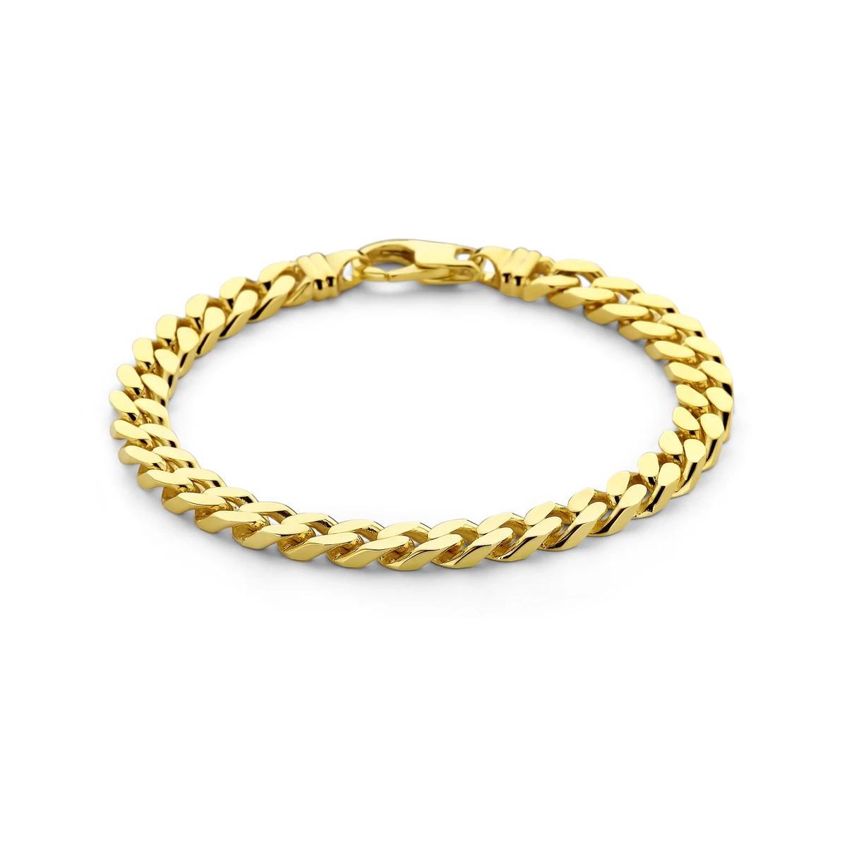 armband gourmette 4 zijdes geslepen 7 mm 14K geelgoud