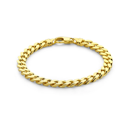 armband gourmette 4 zijdes geslepen 7 mm 14K geelgoud