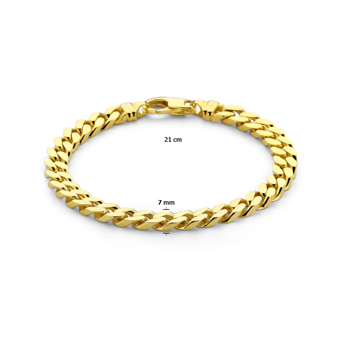 armband gourmette 4 zijdes geslepen 7 mm 14K geelgoud