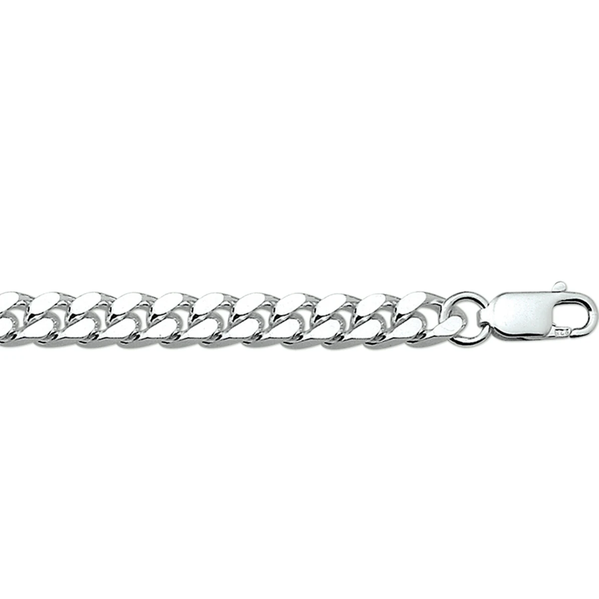 armband gourmette 4 zijdes geslepen 7,0 mm 21 cm zilver gerhodineerd