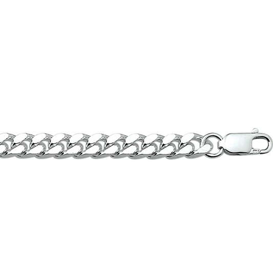 armband gourmette 4 zijdes geslepen 7,0 mm 21 cm zilver gerhodineerd
