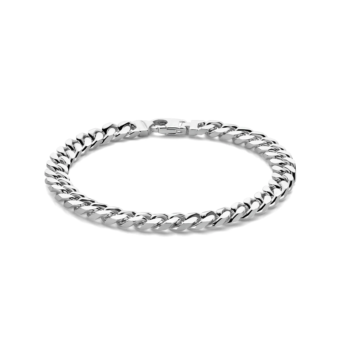 armband gourmette 4 zijdes geslepen 7,0 mm 21 cm zilver wit