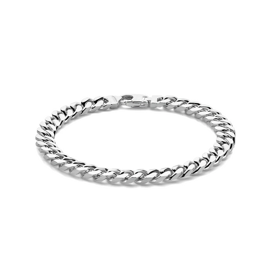 armband gourmette 4 zijdes geslepen 7,0 mm 21 cm zilver wit