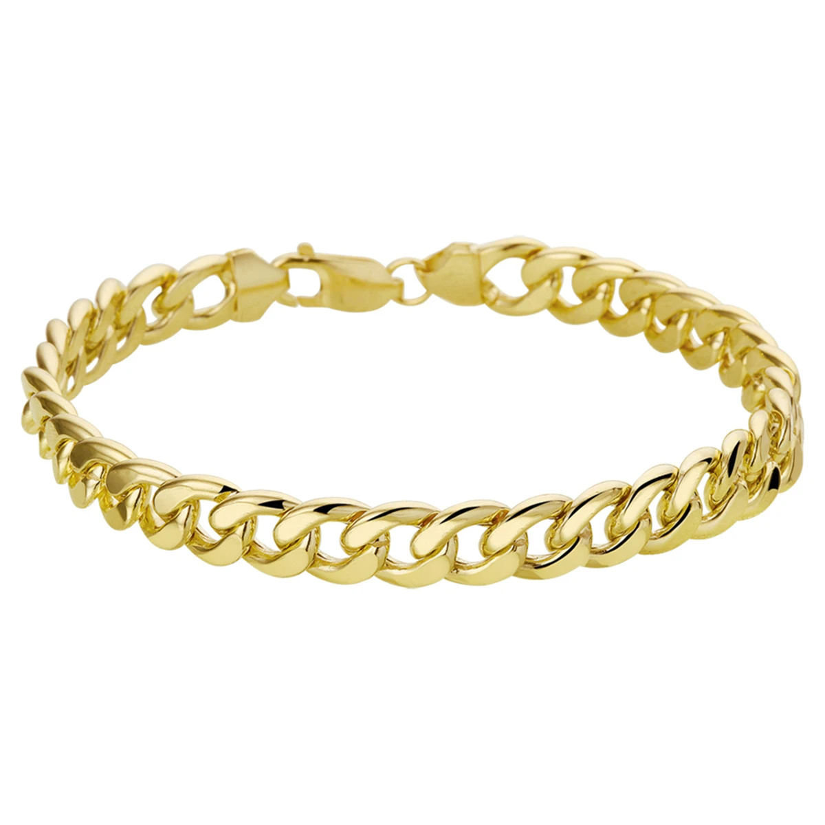 armband gourmette 4 zijdes geslepen massief 8 mm silgold (geel met zilverkern)