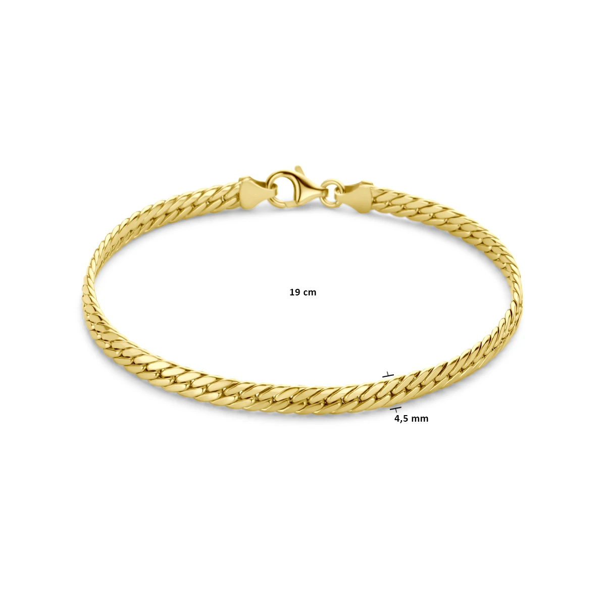 armband gourmette 4,5 mm 19 cm 14K geelgoud