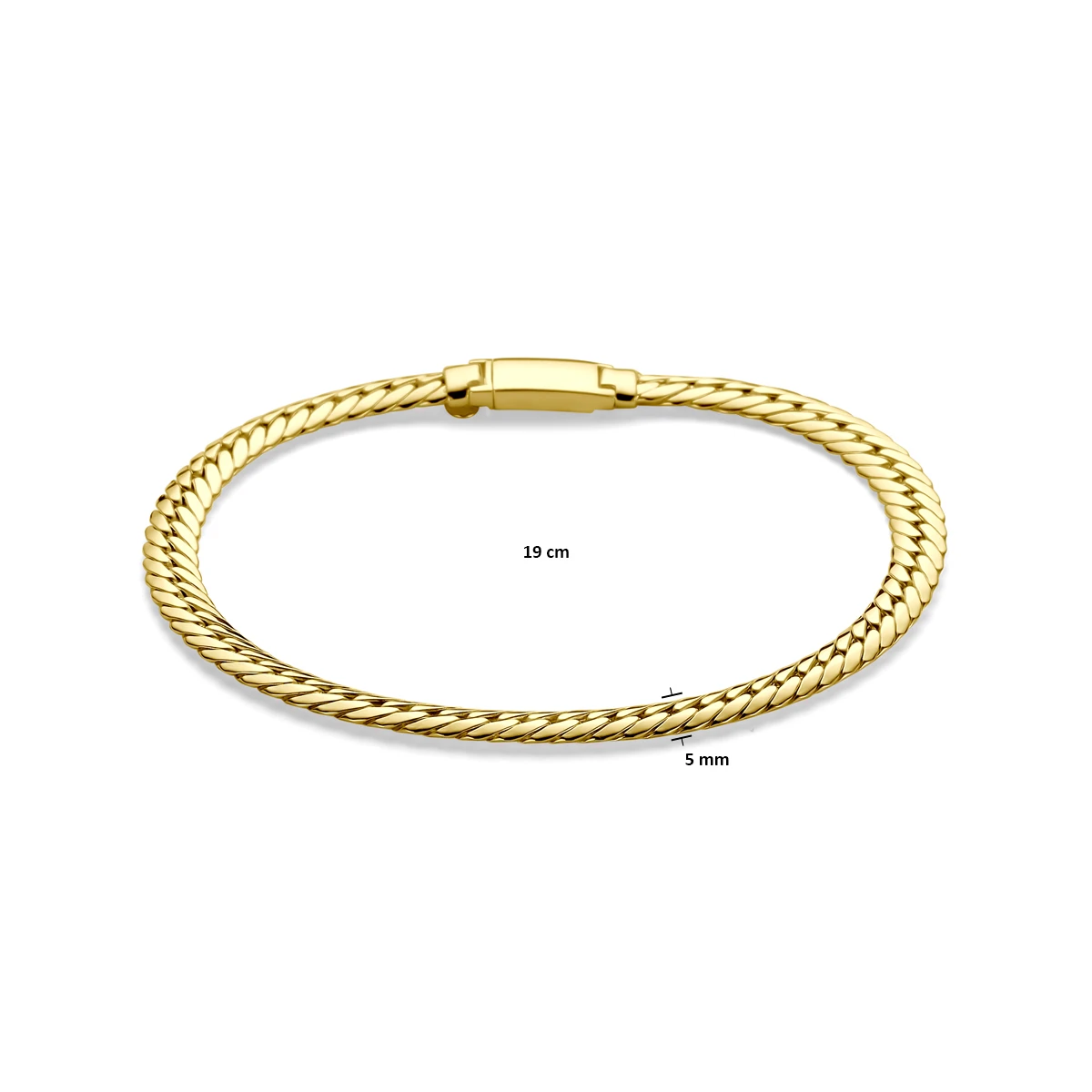 armband gourmette 5 mm 19 cm 14K geelgoud