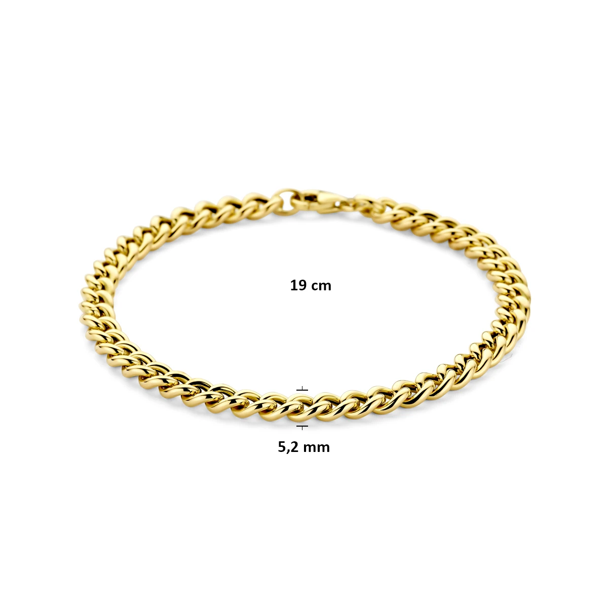 armband gourmette 5,2 mm 19 cm 14K geelgoud