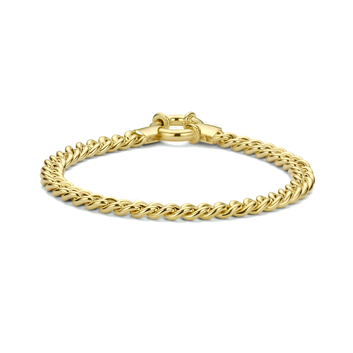 armband gourmette 5,8 mm 19 cm 3 micron met groot veerslot zilver verguld (geel)
