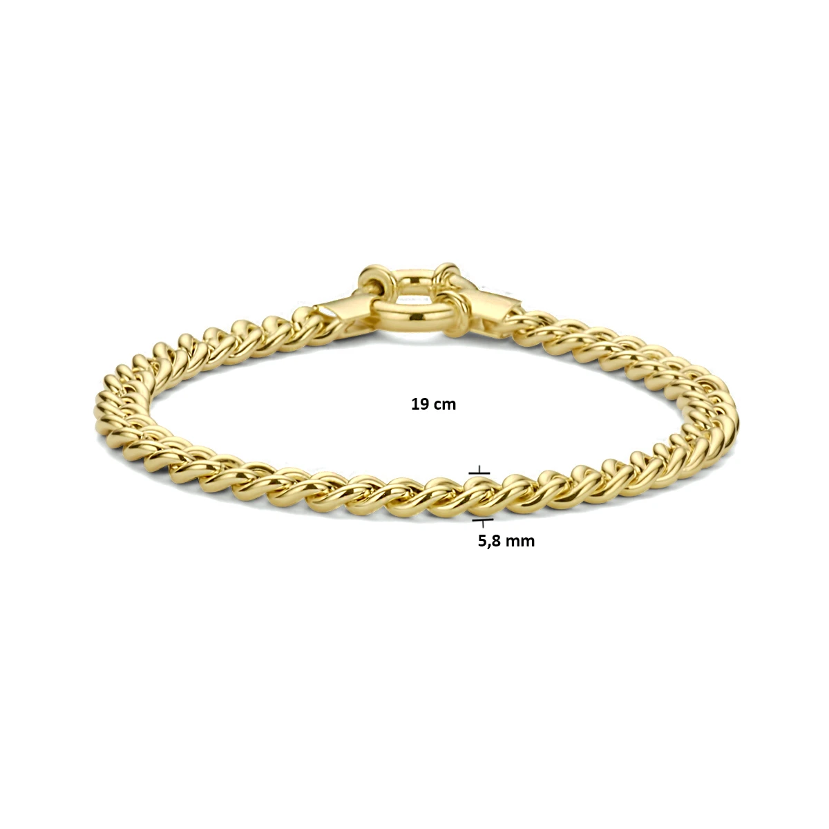 armband gourmette 5,8 mm 19 cm 3 micron met groot veerslot zilver verguld (geel)