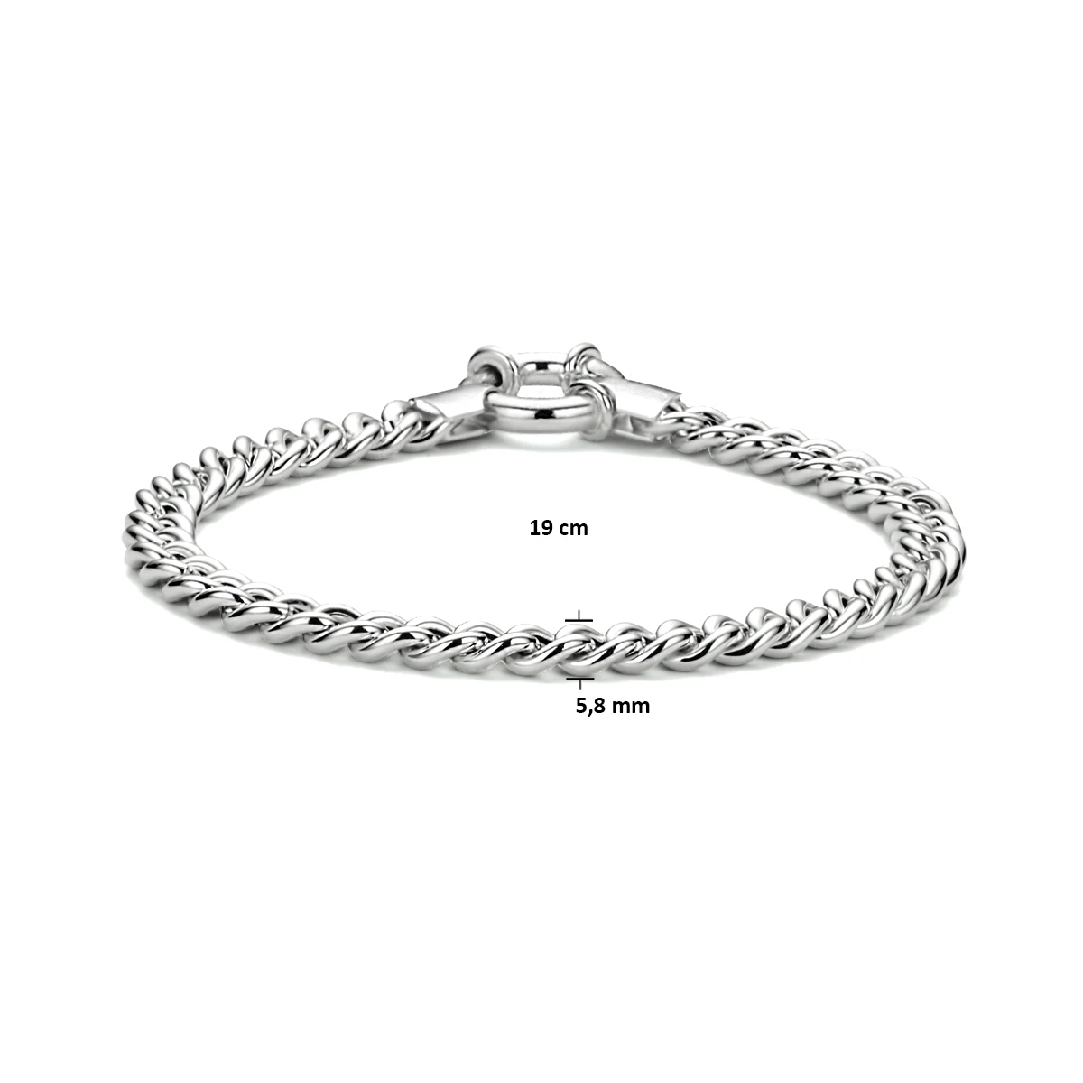 armband gourmette 5,8 mm 19 cm met groot veerslot zilver gerhodineerd