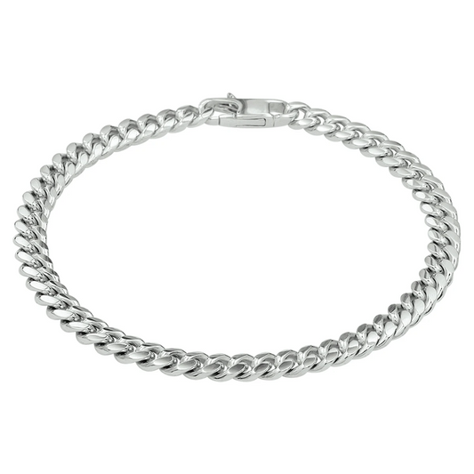 armband gourmette 6 zijdes geslepen 4,8 mm 19 cm zilver gerhodineerd
