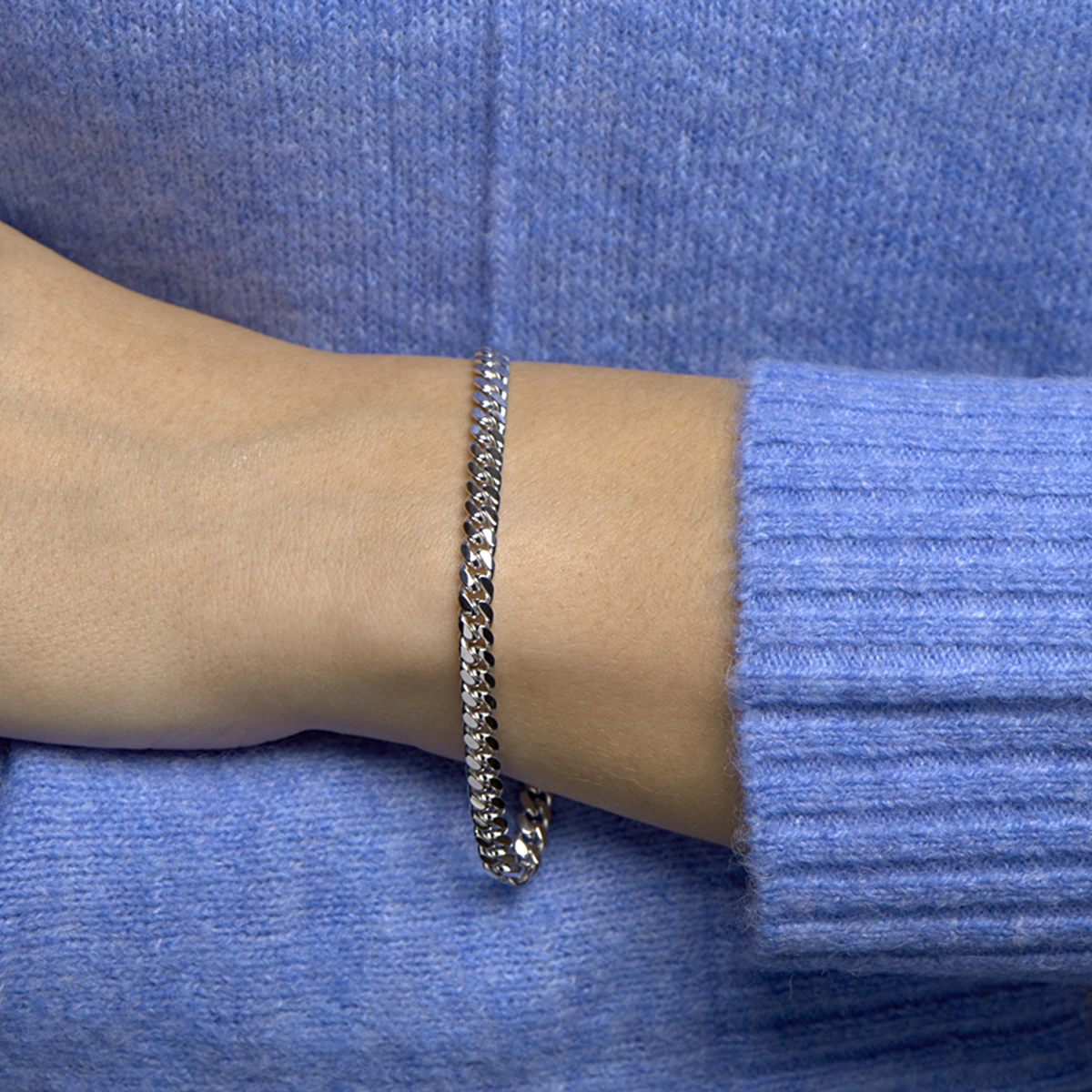 armband gourmette 6 zijdes geslepen 4,8 mm 19 cm zilver gerhodineerd