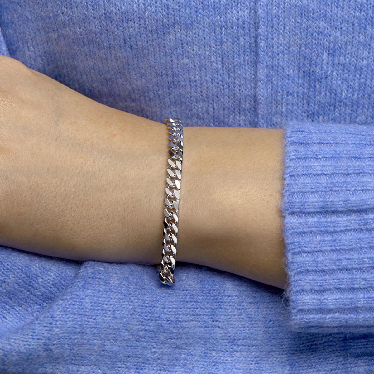 armband gourmette 6 zijdes geslepen 5,6 mm 19 cm zilver gerhodineerd