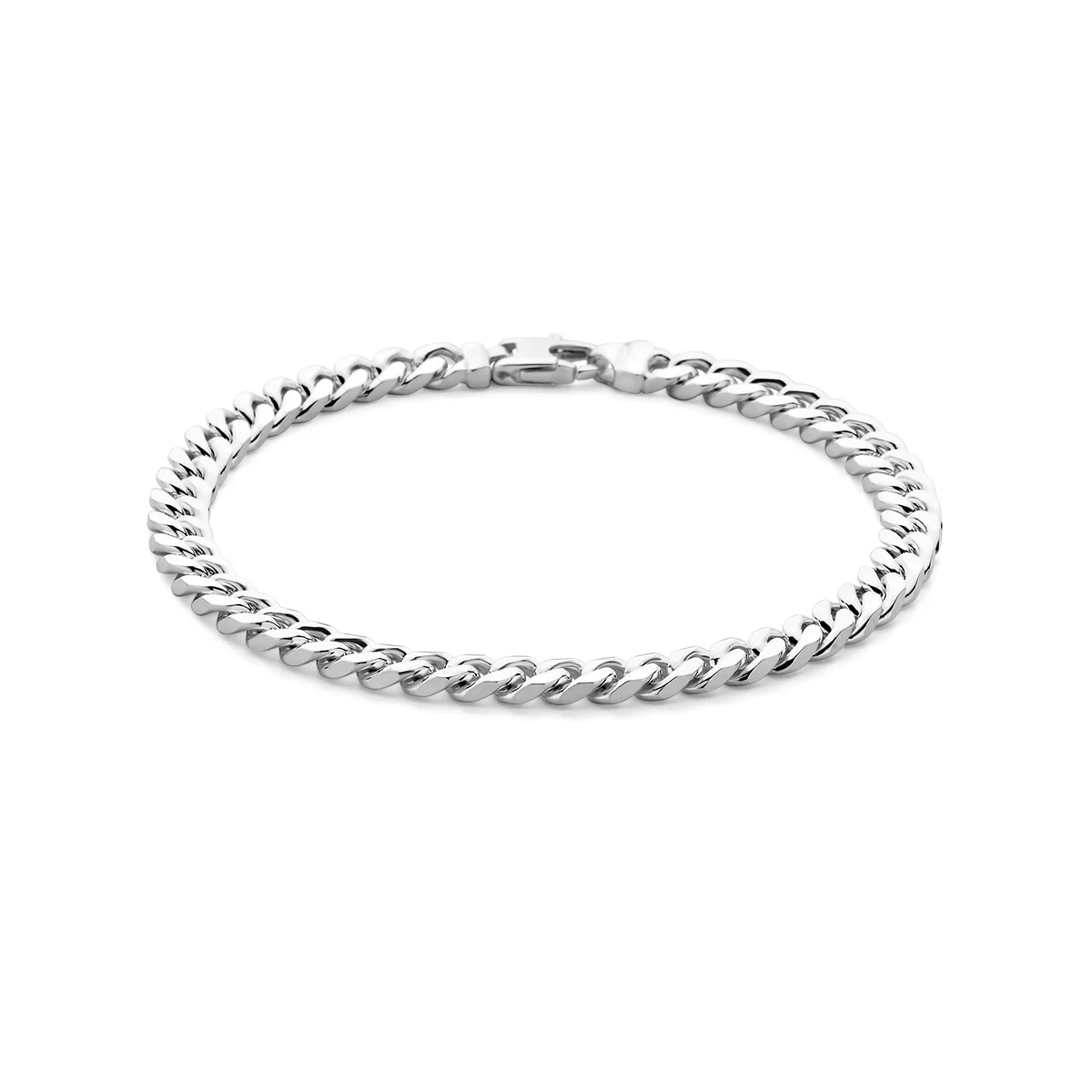 armband gourmette 6 zijdes geslepen 5,7 mm 21 cm zilver wit