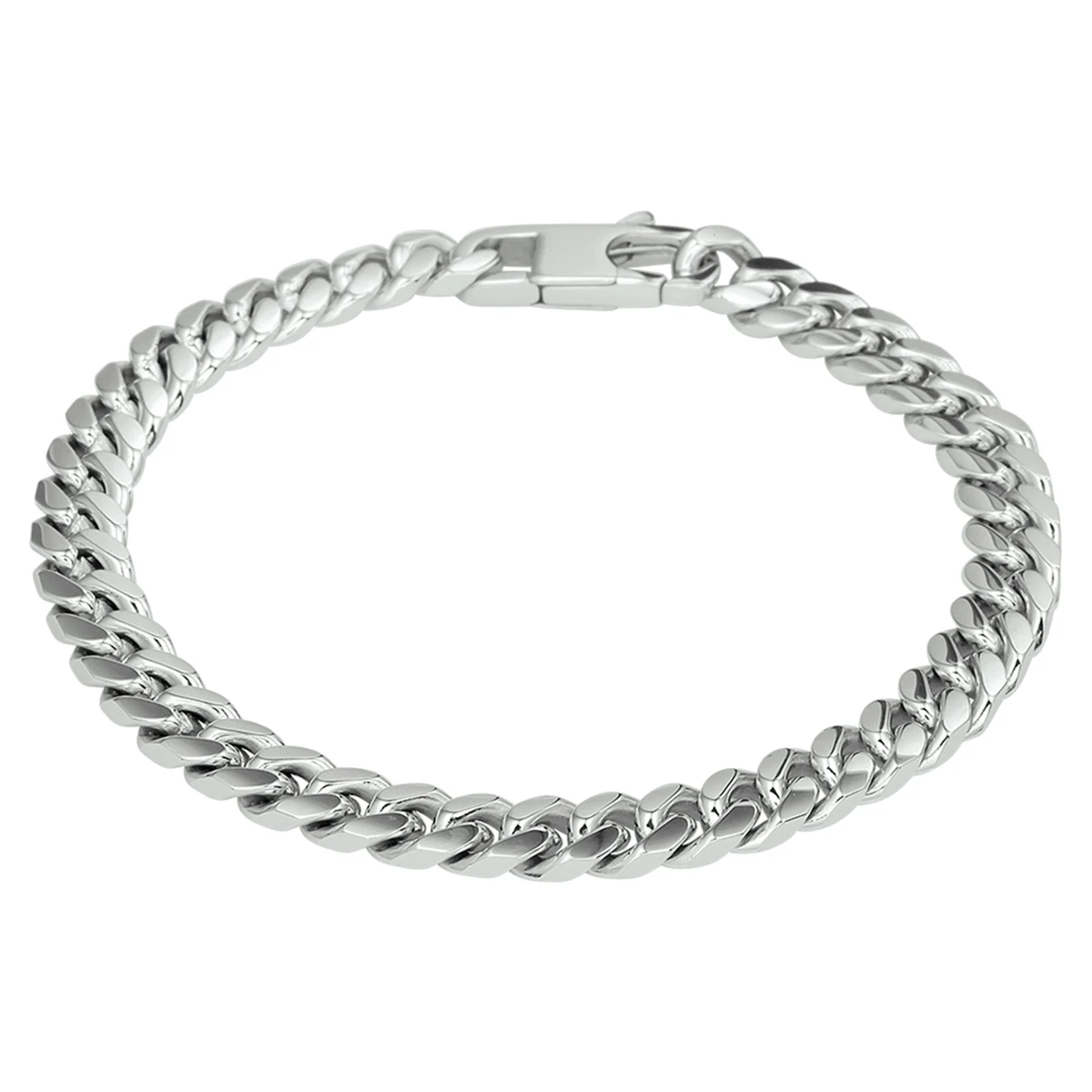 armband gourmette 6 zijdes geslepen 6,6 mm 19,5 cm zilver gerhodineerd