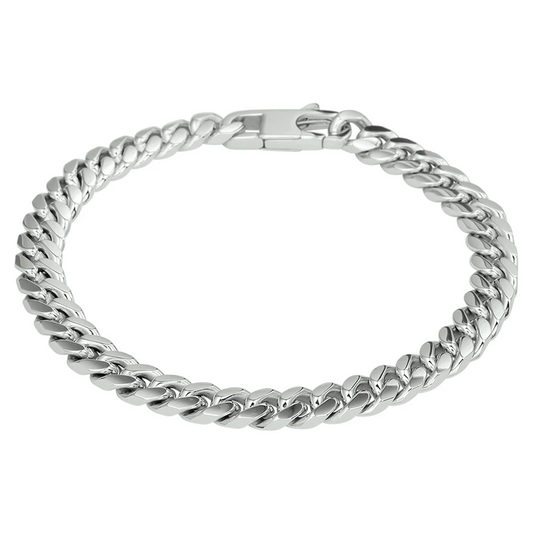 armband gourmette 6 zijdes geslepen 6,6 mm 19,5 cm zilver gerhodineerd