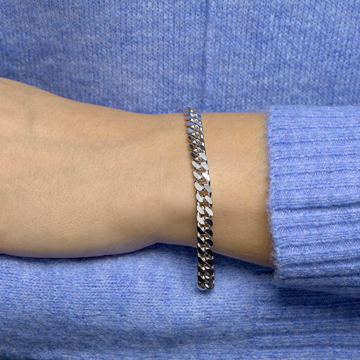 armband gourmette 6 zijdes geslepen 6,6 mm 19,5 cm zilver gerhodineerd