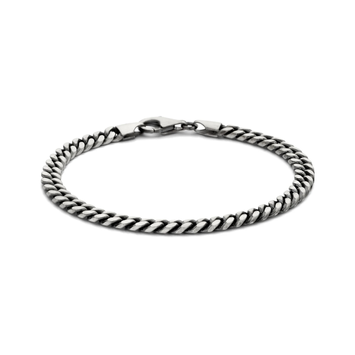 armband gourmette 6 zijdes geslepen oxi 5,0 mm zilver geoxideerd