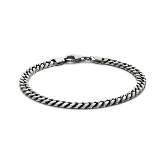 armband gourmette 6 zijdes geslepen oxi 5,0 mm zilver geoxideerd