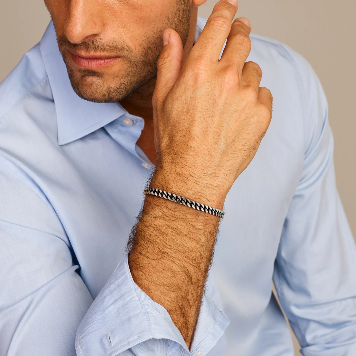 armband gourmette 6 zijdes geslepen oxi 5,0 mm zilver geoxideerd