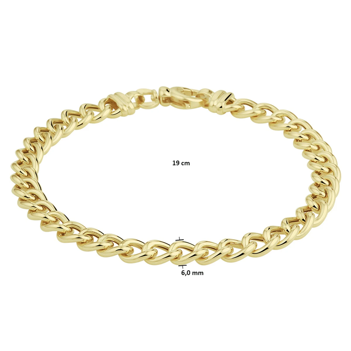 armband gourmette 6,0 mm 19 cm 14K geelgoud