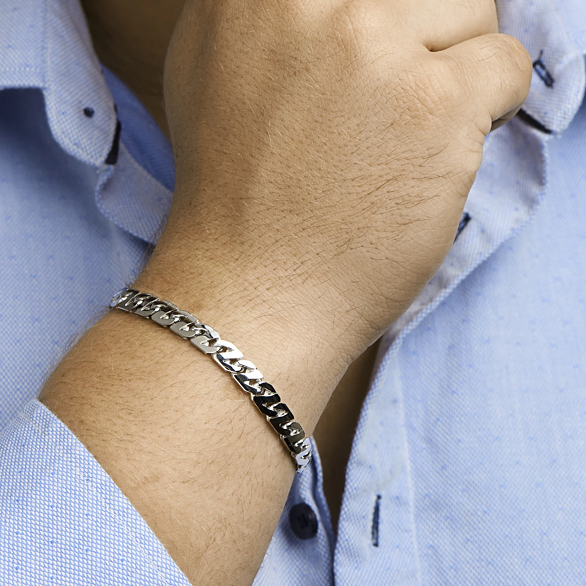 armband gourmette 6,6 mm zilver gerhodineerd